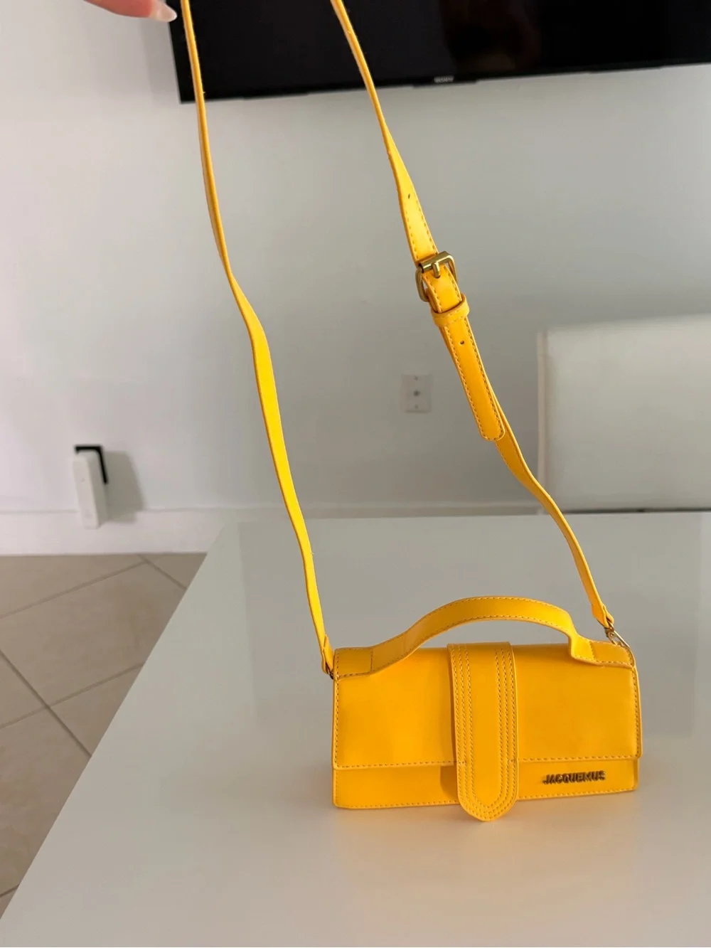 Jacquemus Yellow Leather Satchel Bag